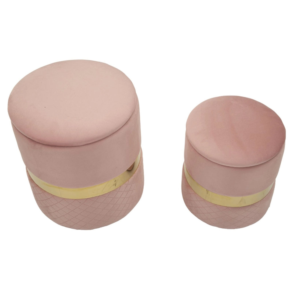 Set di 2 Pouf VKH869, Rosa, Poliestere, 37x37x42 cm