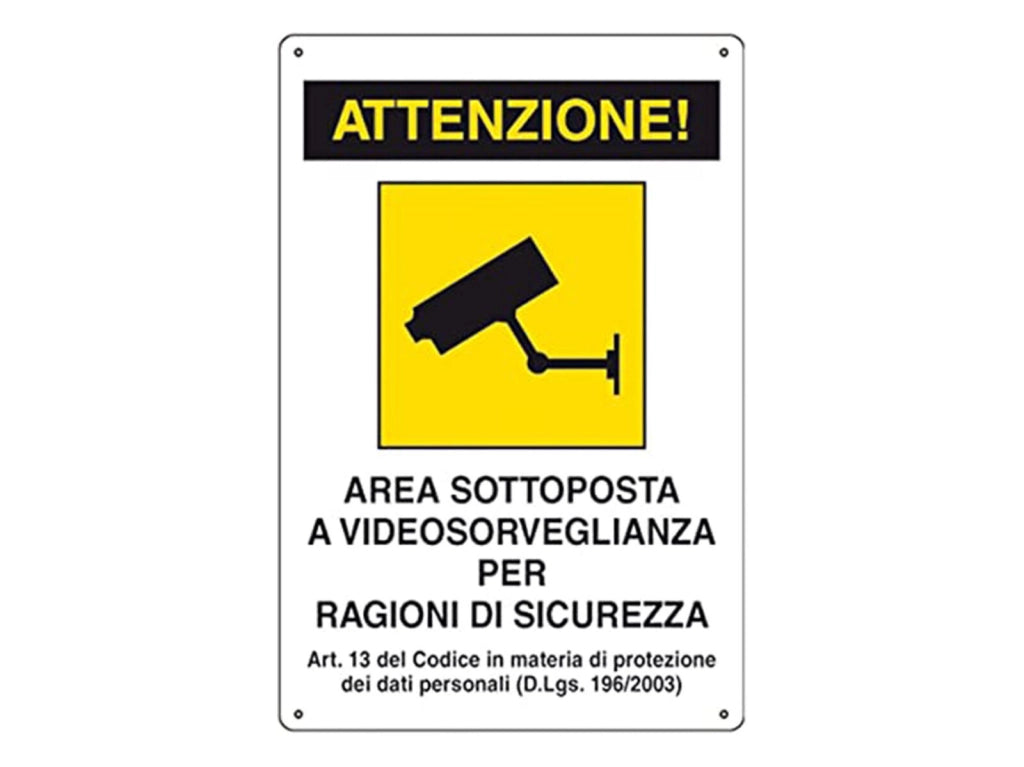 Stamplast Cartello 30x20cm Videosorveglianza con Rilevamento 4h Alluminio