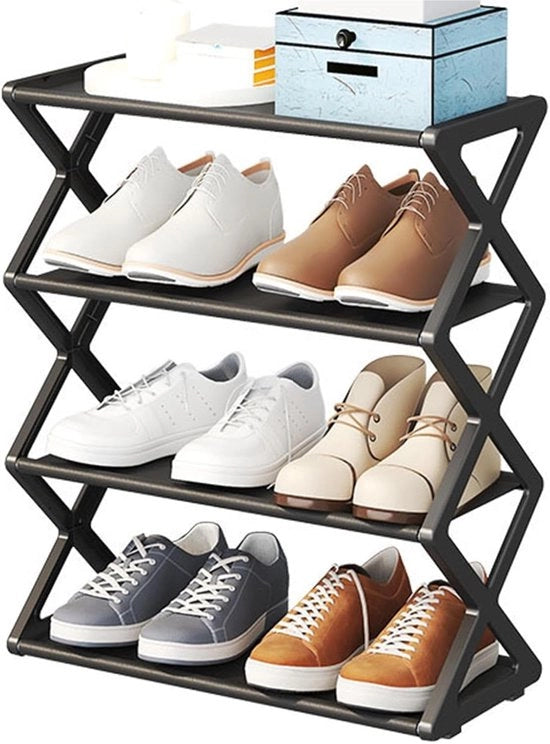 Scaffale per scarpe, piccolo, 3 livelli, piccolo scaffale per scarpe, mini-scaffale per scarpe, organizzatore, stabile, scaffale per scarpe sottile, organizzatore di archiviazione per ingresso, soggiorno, rapida installazione, 43 x 19 x 35 cm