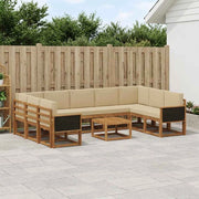 Set di divani da esterno 10 pz Naturale e Beige 3385544
