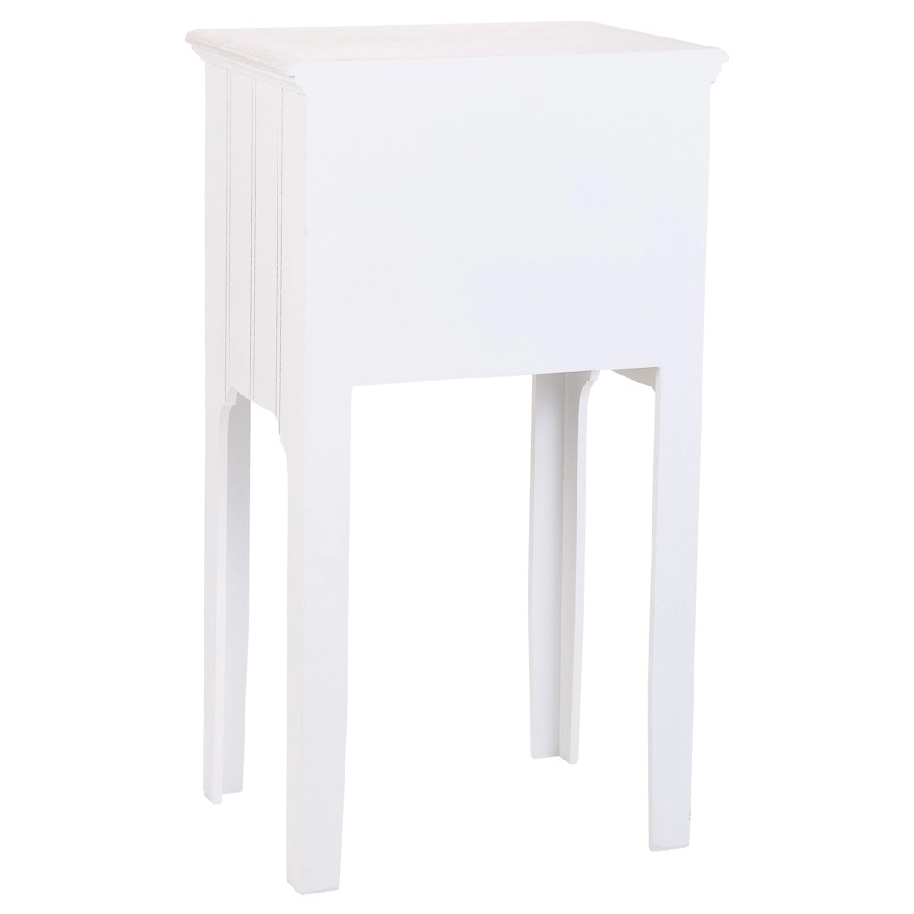 Comodino in legno con 2 cassetti bianchi 38x28x69.