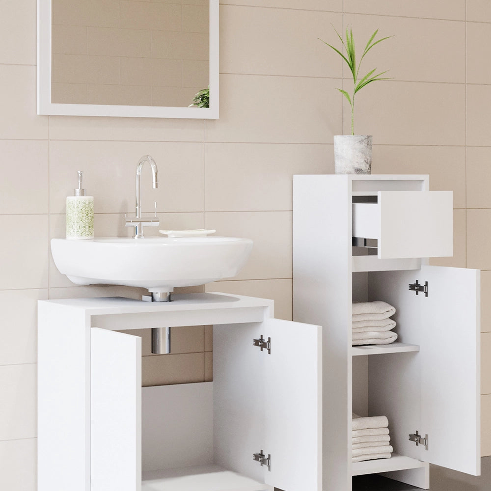 Vicco Set mobili bagno Bianco 3 parti, con mobile midi