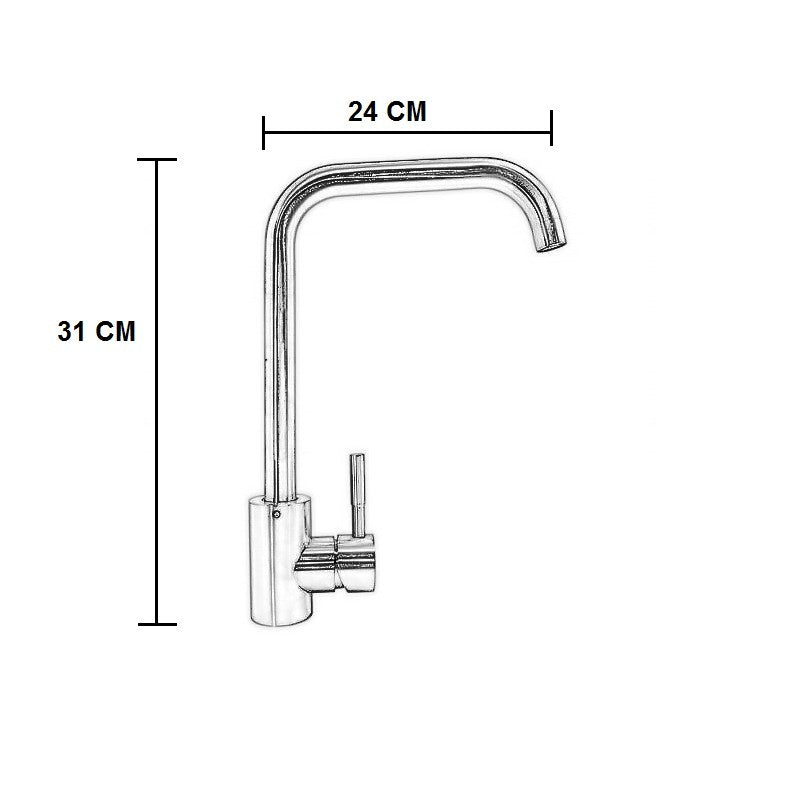 Rubinetto miscelatore per cucina in acciaio inox satinato con canna girevole