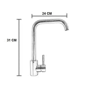 Rubinetto miscelatore per cucina in acciaio inox satinato con canna girevole