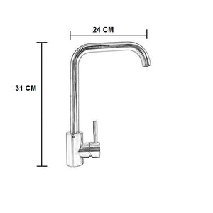 Rubinetto miscelatore per cucina in acciaio inox satinato con canna girevole