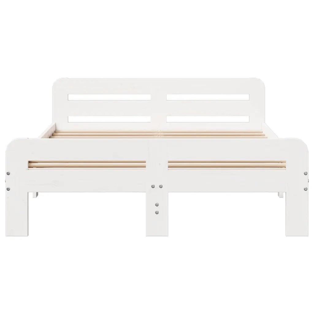 Giroletto senza Materasso Bianco 200x200 cm Legno Massello Pino 855461