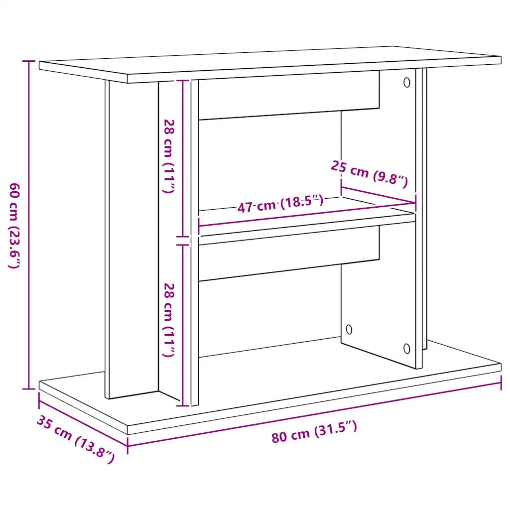 vidaXL Supporto Acquario 80x35x60 cm in Legno Multistrato Legno Antico