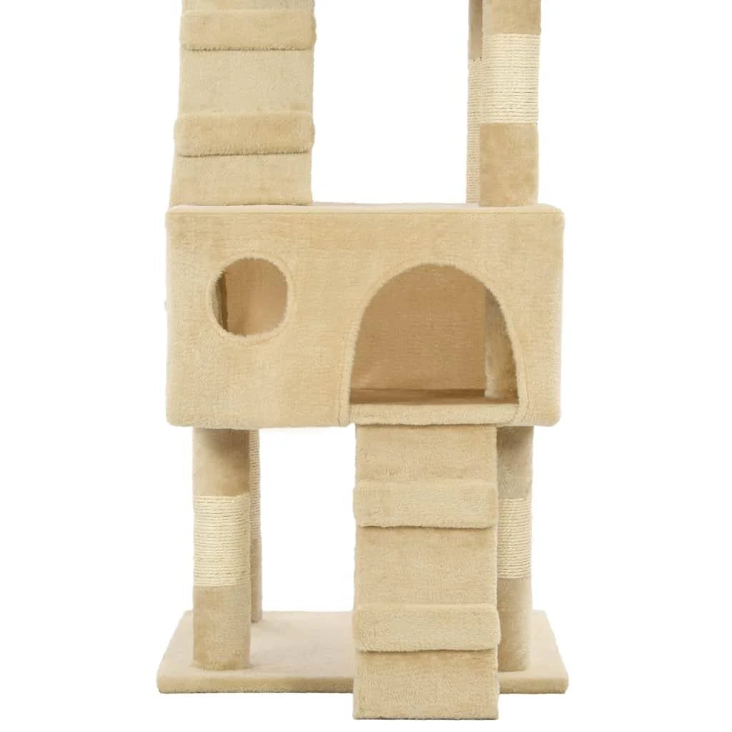 Tiragraffi albero per gatti cuccia per gatti giocattolo peluche sisal 170 cm beige 3702119