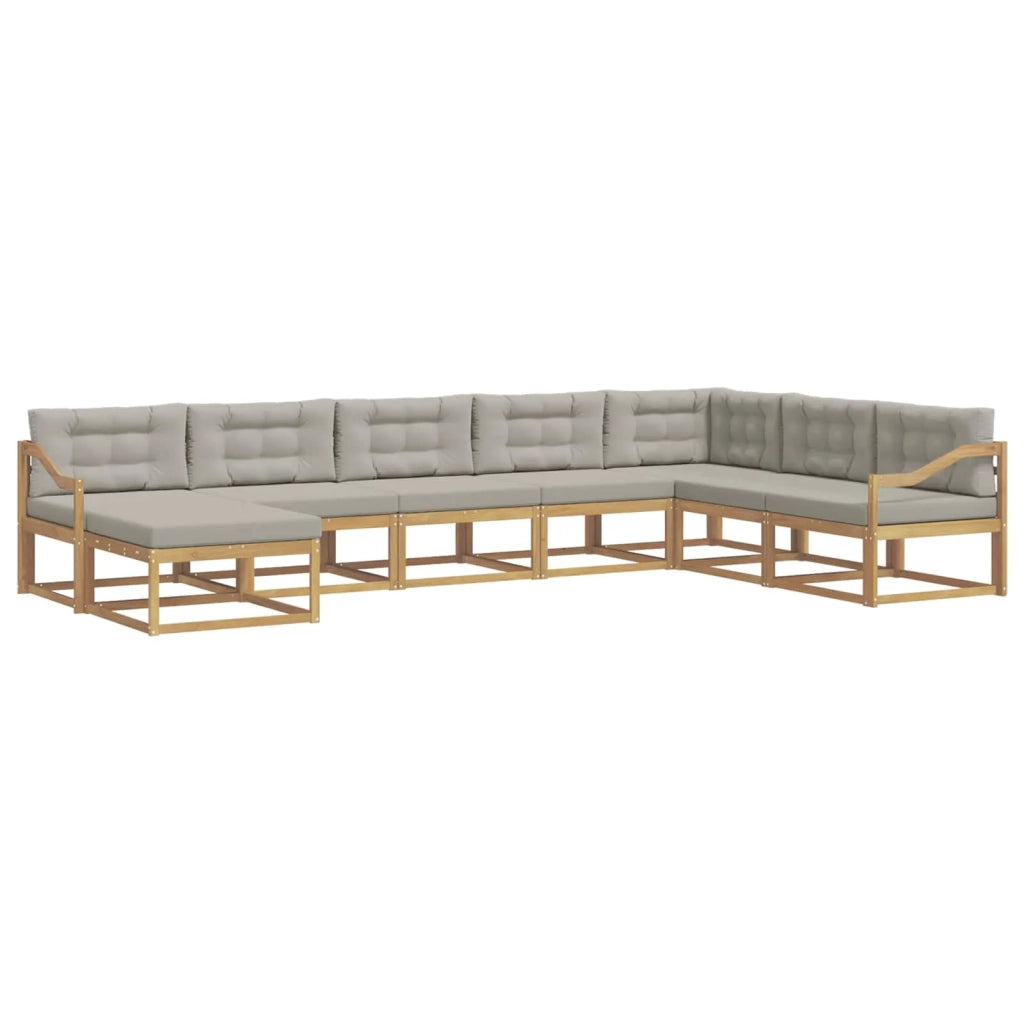 Set di divani da esterno 8 pcs Bianco e Grigio Chiaro