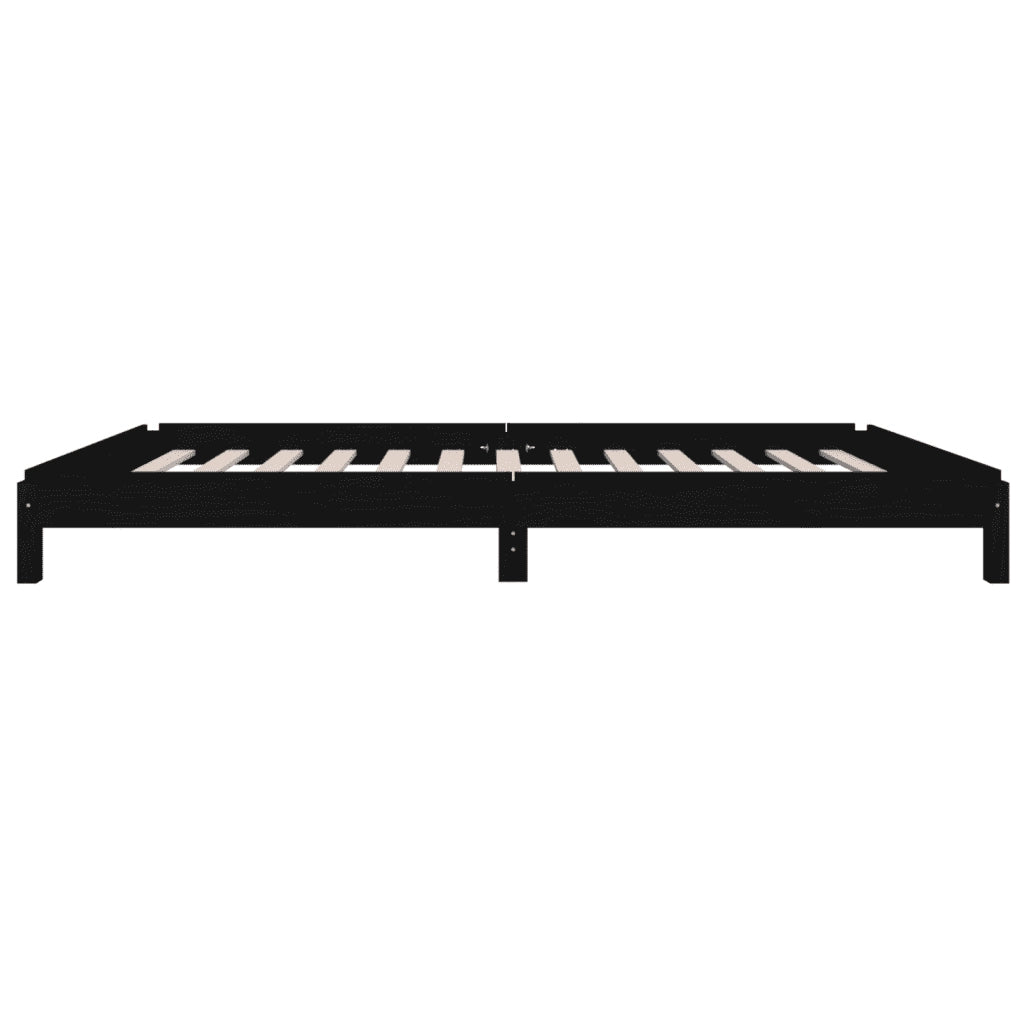 Letto Impilabile Nero 75x190 cm in Legno Massello di Pino 820411