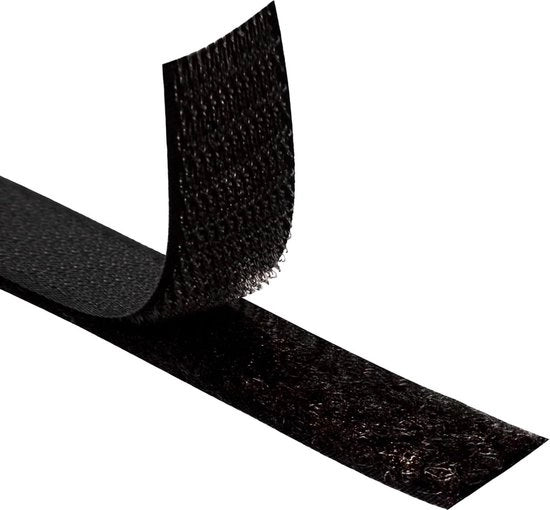 Fermo Velcro a Doppia Faccia Nero - 1 Metro x 20mm - SENZA ADERENZA - Extra Resistenti e Forti - Utilizzo per Abbigliamento e Artigianato per Bambini