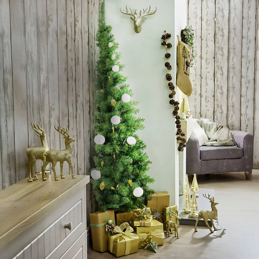 Albero di Natale Noel, Mezzo Albero da parete artificiale extra folto, Albero effetto reale in PVC, 361 rami, Altezza cm 180