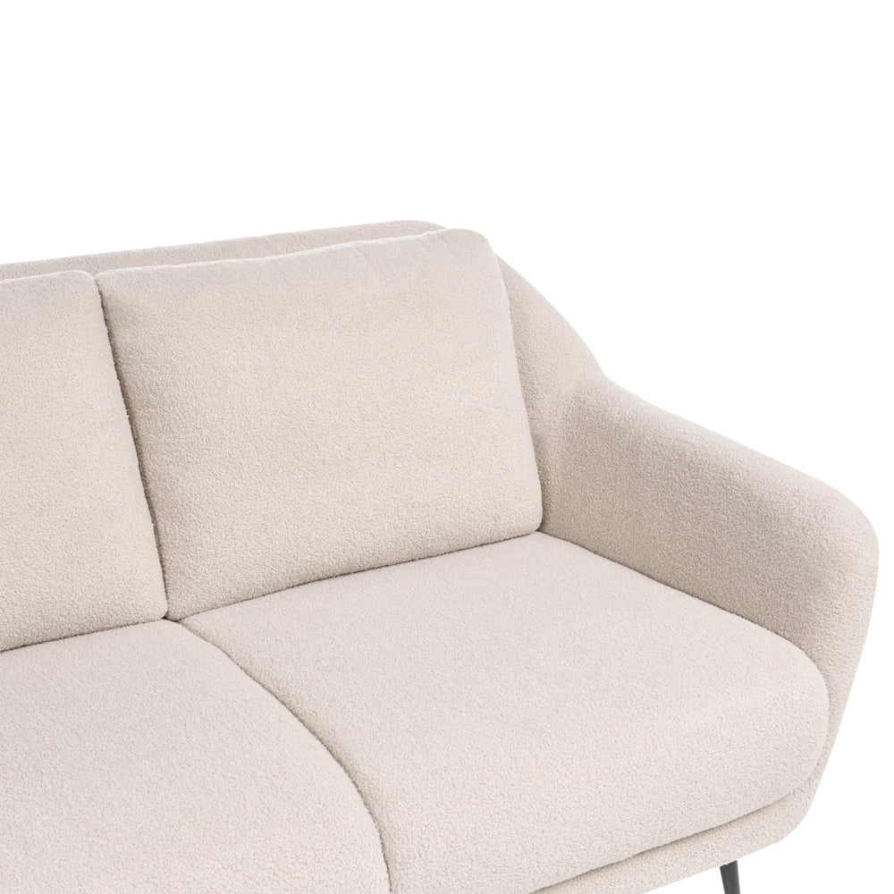Divano 2 posti Boucle beige Gambe nere in ferro con braccioli Seduta spessa Stile moderno Soggiorno