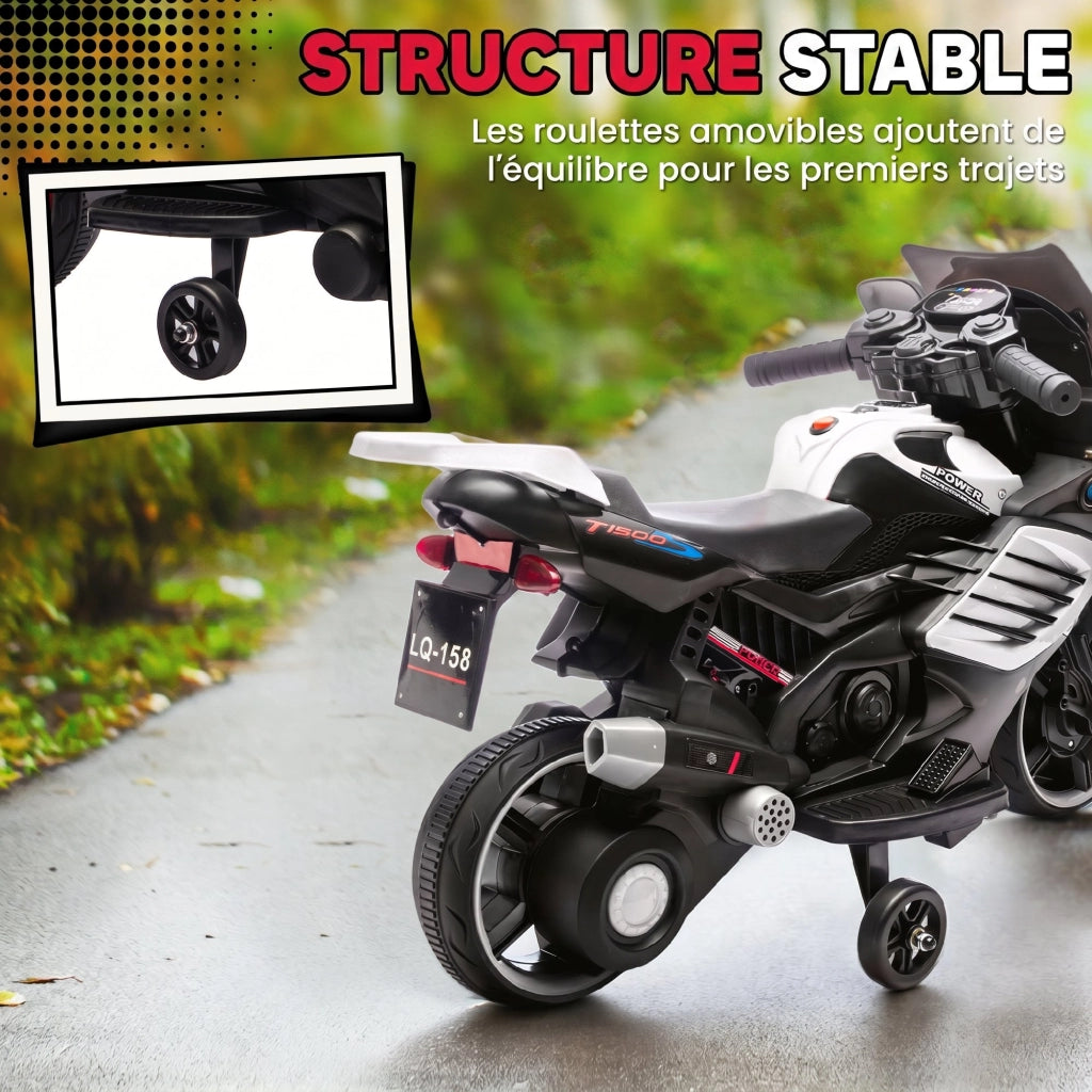Auto elettrica per bambini 6V ¨C zephmum ¨C bianco con luci e suoni