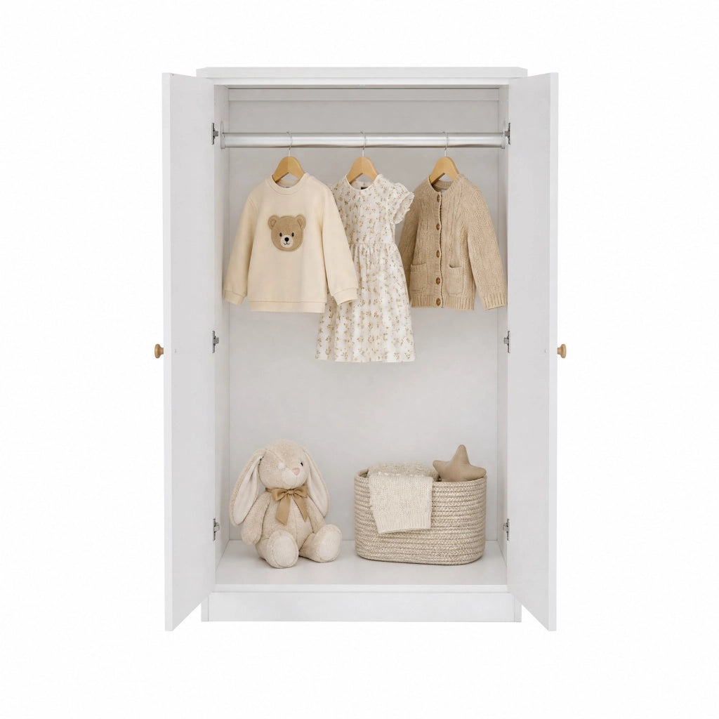 Armadio compatto a 2 ante con barra appendiabiti; 80 x 50 x 120 cm; bianco