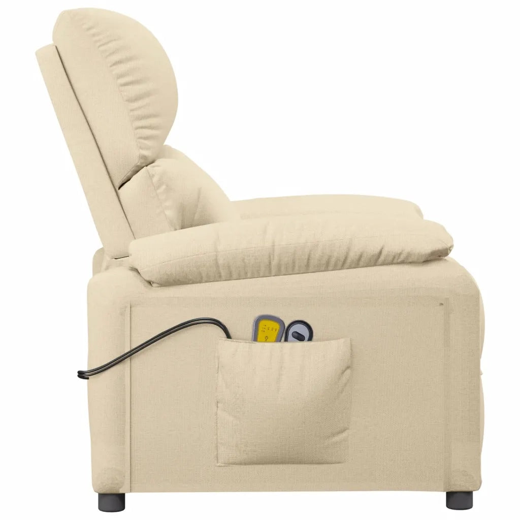Poltrona Massaggiante | Sedia Relax Elettrica Crema in Tessuto