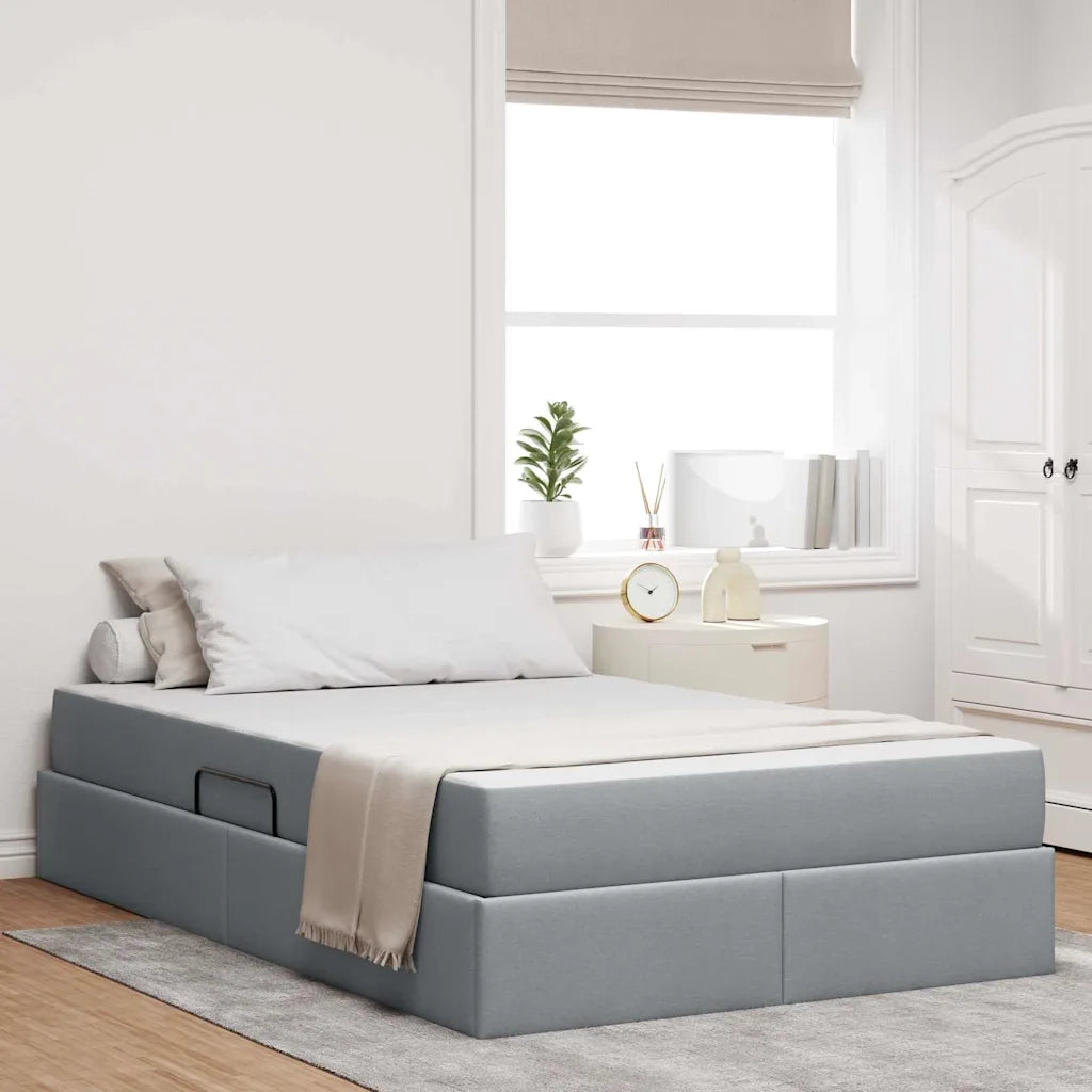 Letto con contenitore e materasso Grigio chiaro 120 x 200 cm