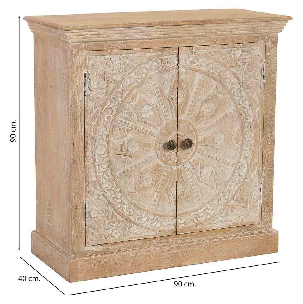 Mobile da ingresso artigianale in legno a 2 ante 90x40x90h cm