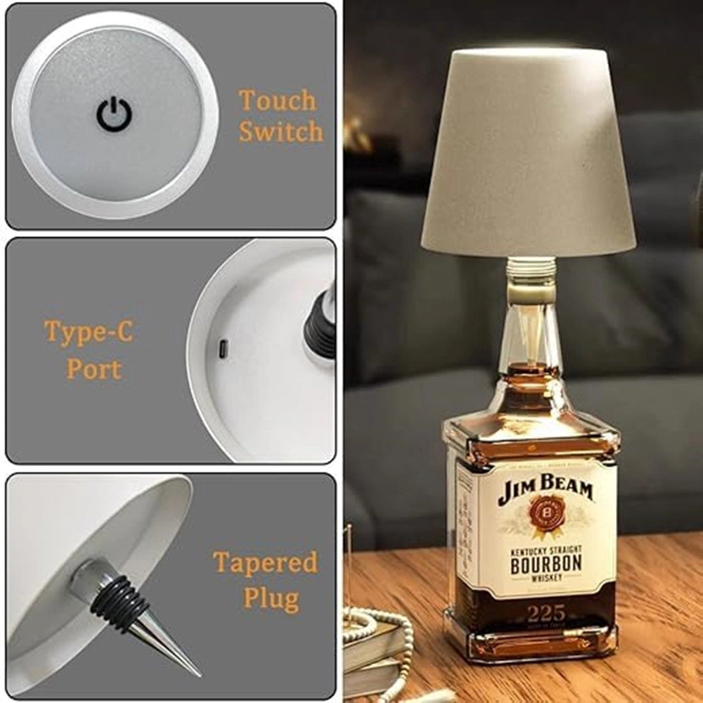 Trade Shop - Paralume Per Bottiglia Vino A Led Ricaricabile Dimmerabile Luce Senza Fili Bar Soggiorno -