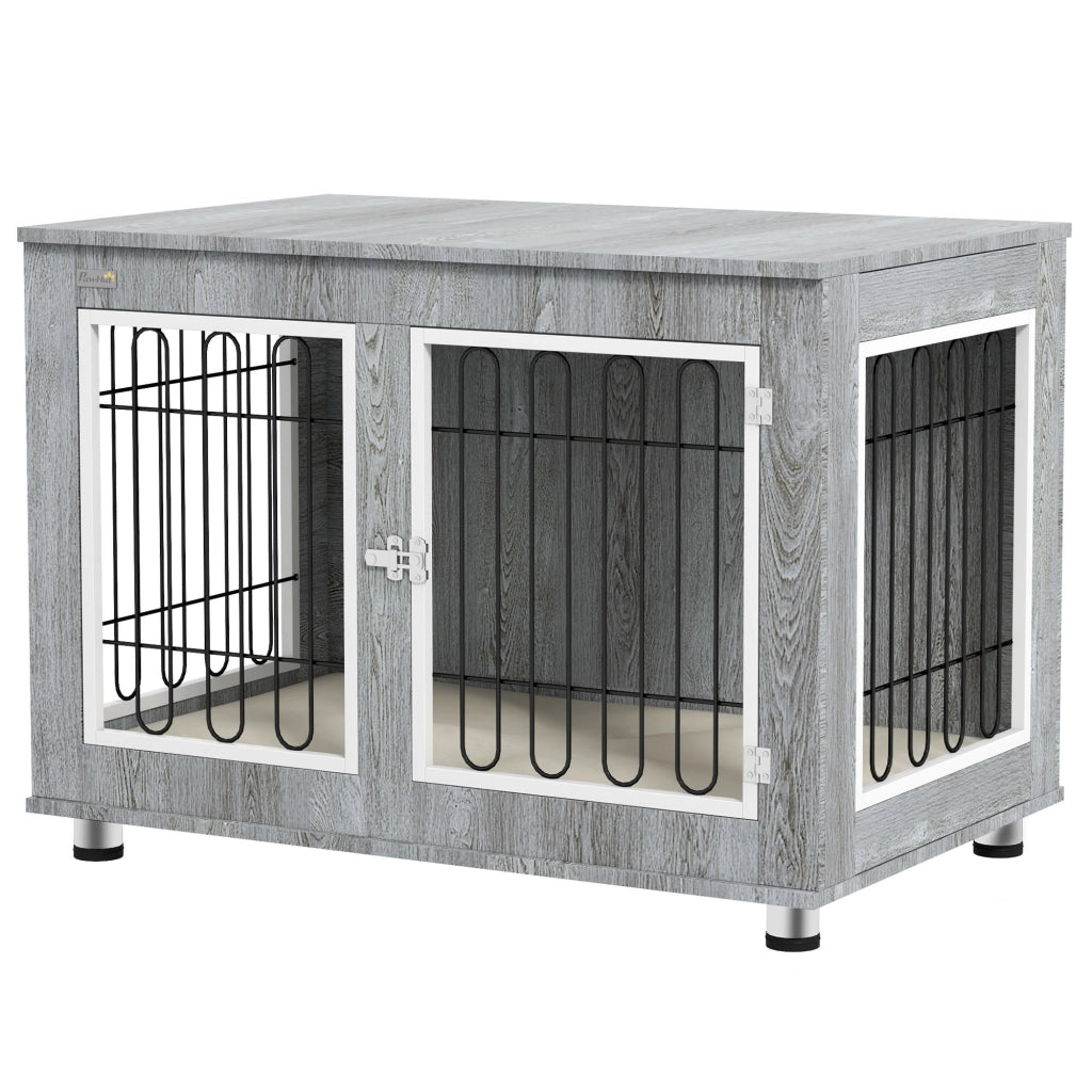 Gabbia per cani con cuscino amovibile ¨C zephmum ¨C grigio 90x58x65 cm