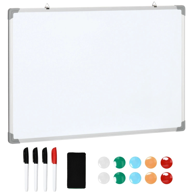 Lavagna bianca, lavagna magnetica, lavagna per appunti, accessori inclusi: 4 pennarelli, 1 gomma, 10 magneti, bianco + argento