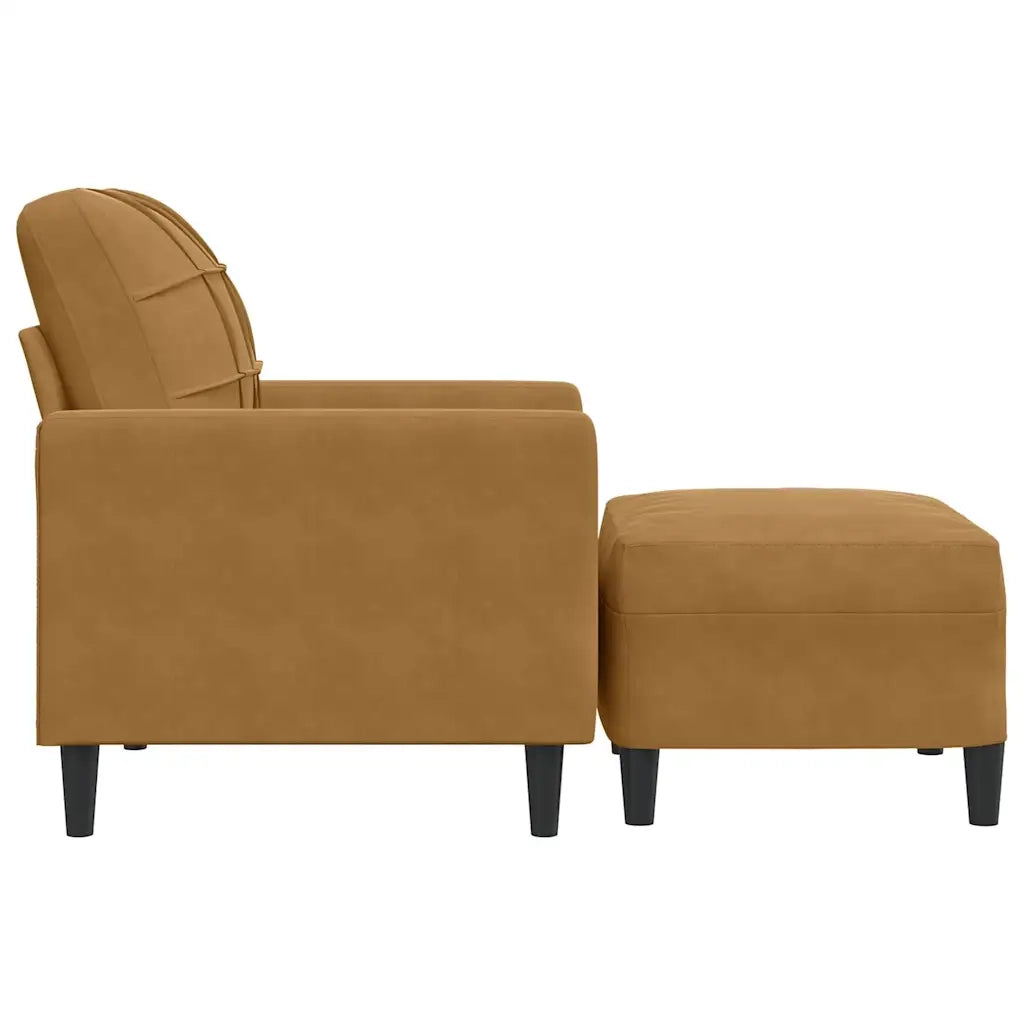 Poltrona con Poggiapiedi Marrone 60 cm in Velluto 3278264
