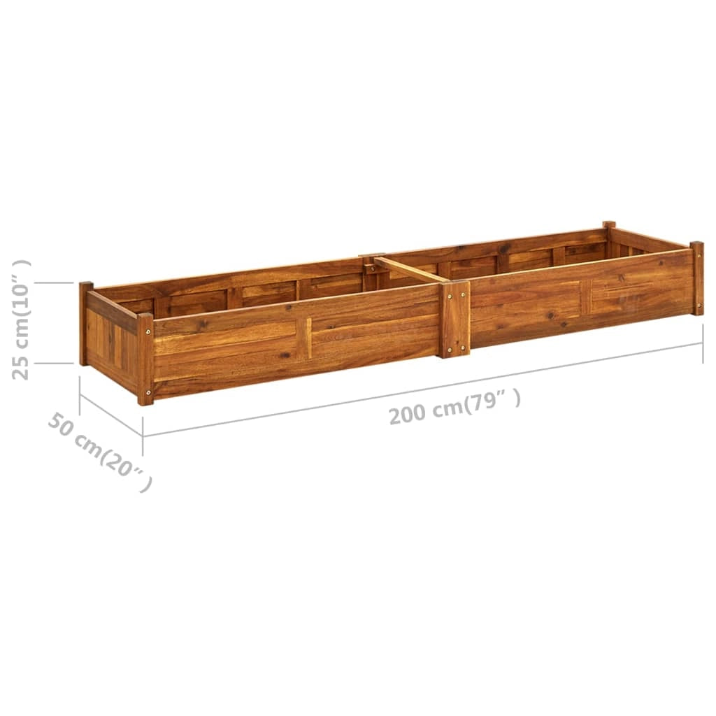 Fioriera rialzata per piante e fiori giardino 200 x 50 x 25 cm legno di acacia 02_0001187