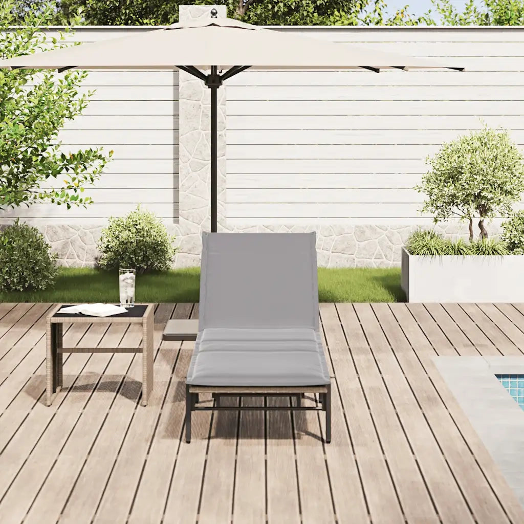 Lettino Prendisole | Sdraio da giardino | Lettino da sole con Cuscini Beige in Polyrattan