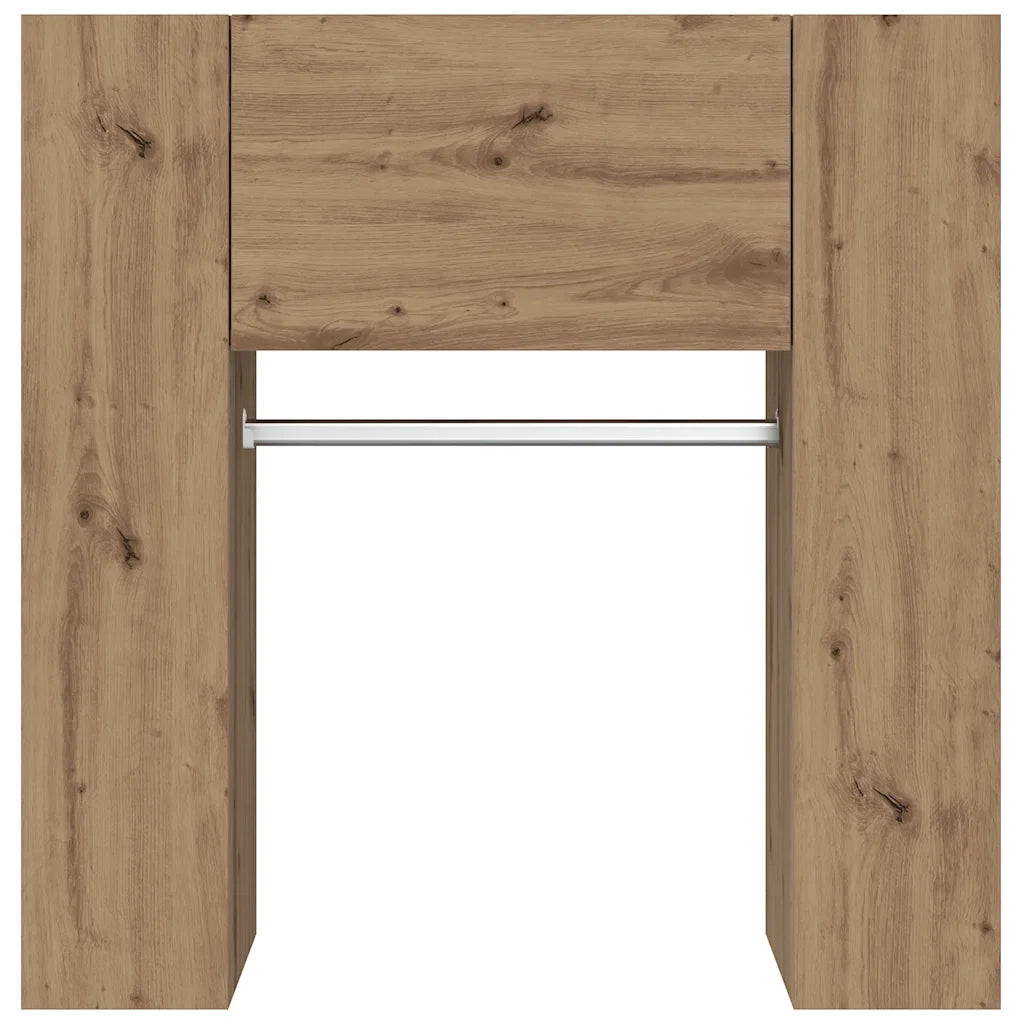 Elegante mobiletto da ingresso a parete con ripiani 97,5 x 37 x 99 cm realizzato in legno di rovere composito finitura artigianale 02_0051016