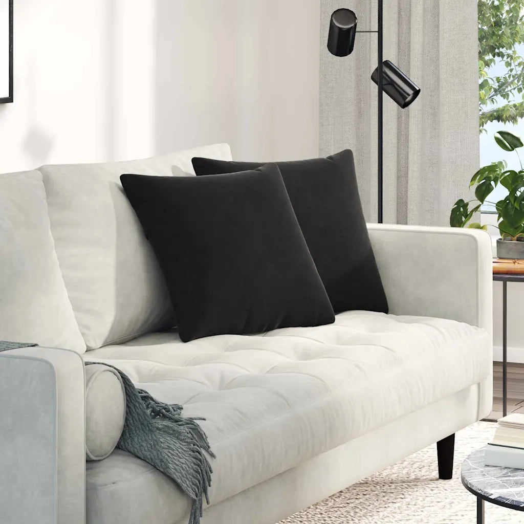 Cuscini da Divano 2 pz | Cuscini per sedie Nero 45 x 45 cm Tessuto in Cords