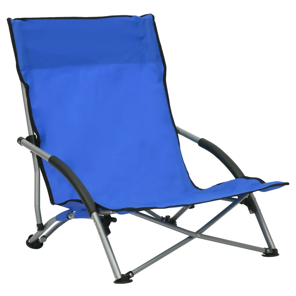 Sedie da Spiaggia Pieghevoli 2 pz | Sedie da Esterno in Tessuto Blu