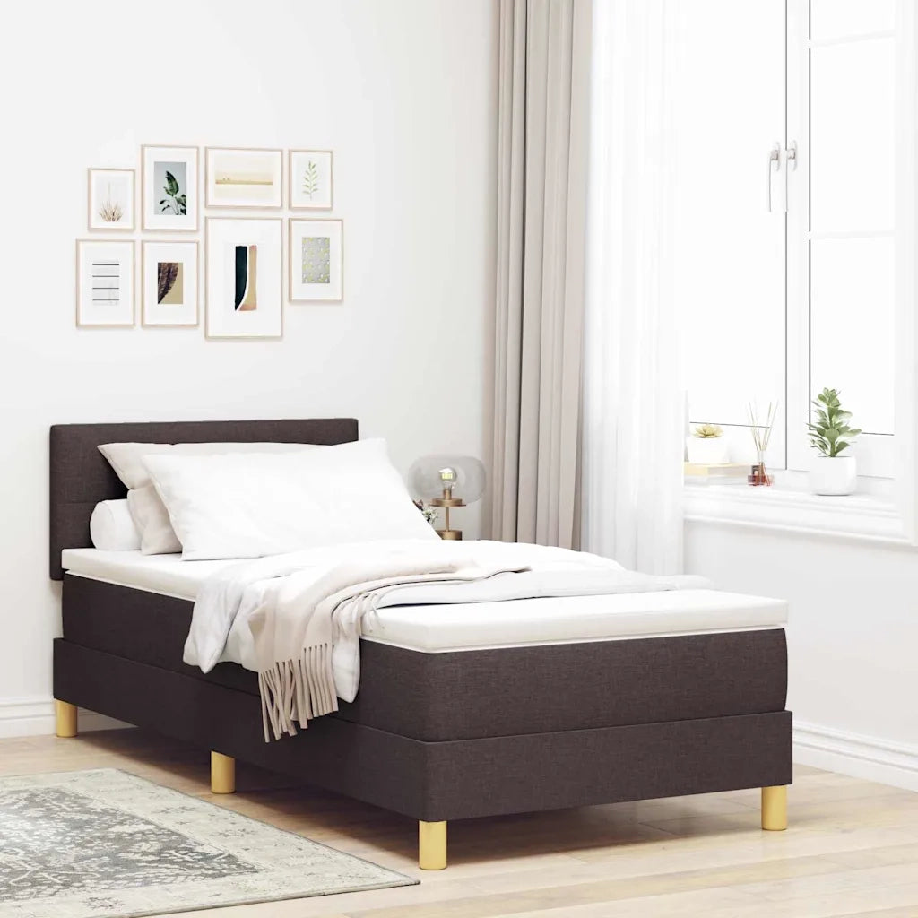 Letto a Sorgente LED Marrone Scuro 90 x 200 cm Tessuto 3342411