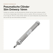 Cilindro Pneumatico - Design Compattibile - 16mm Bore - 100mm Stroke - Regolazione Manuale - Adatto a Diverse Applicazioni - Materiale Metallico