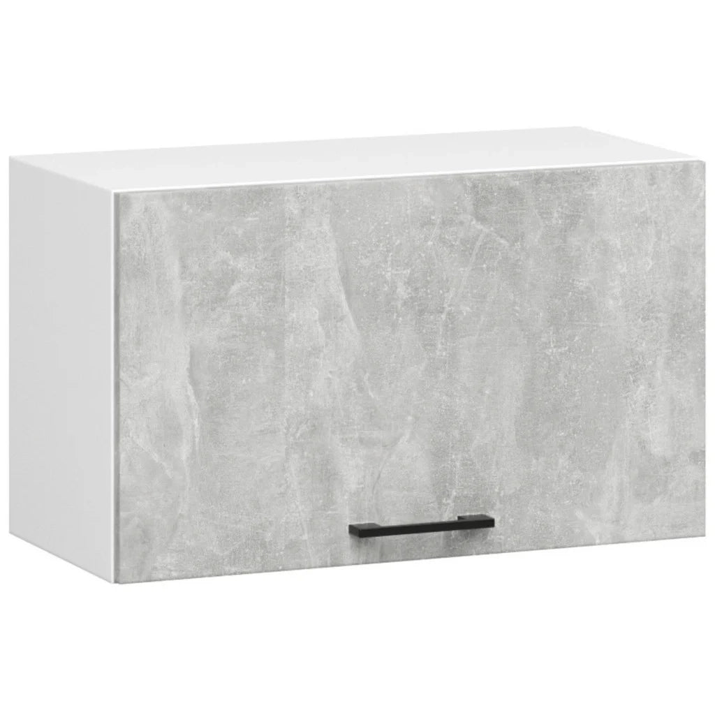 Set da cucina con vetrina AKORD OLIWIA 2,4 m Bianco 240 cm 11 ante 1 cassetto frontale Cemento 240×46×203 cm