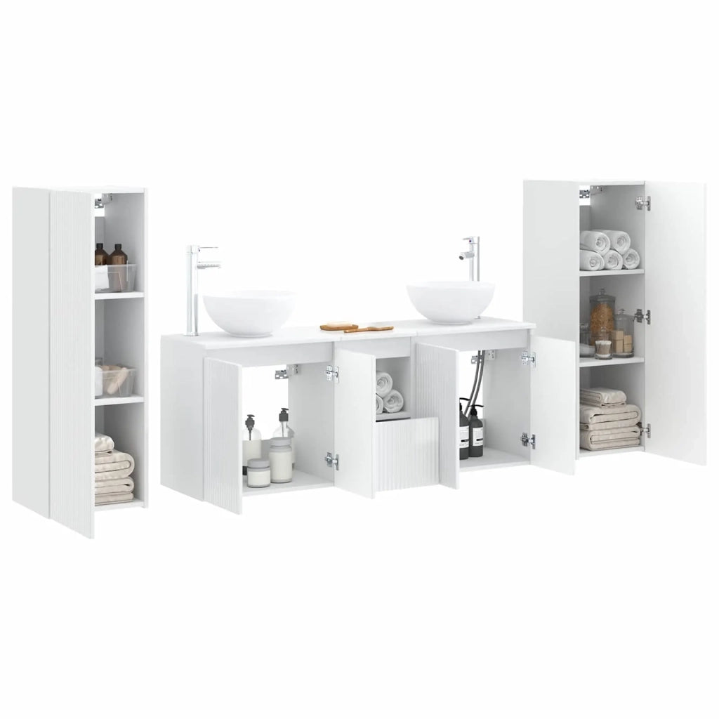 Set di mobili per il bagno 5 pz Bianco Lucido 3405987