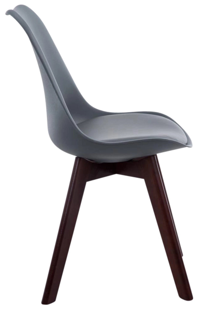 Set di 4 sedie per visitatori in similpelle Borneo grigio,noce