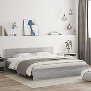 Giroletto con Testiera-Struttura Letto con testiera Grigio Sonoma 160x200 cm