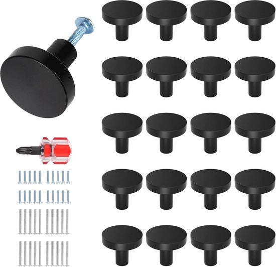 20 Pezzi di Maniglie in Legno Nero - Maniglie Eleganti per Cucine e Mobili
