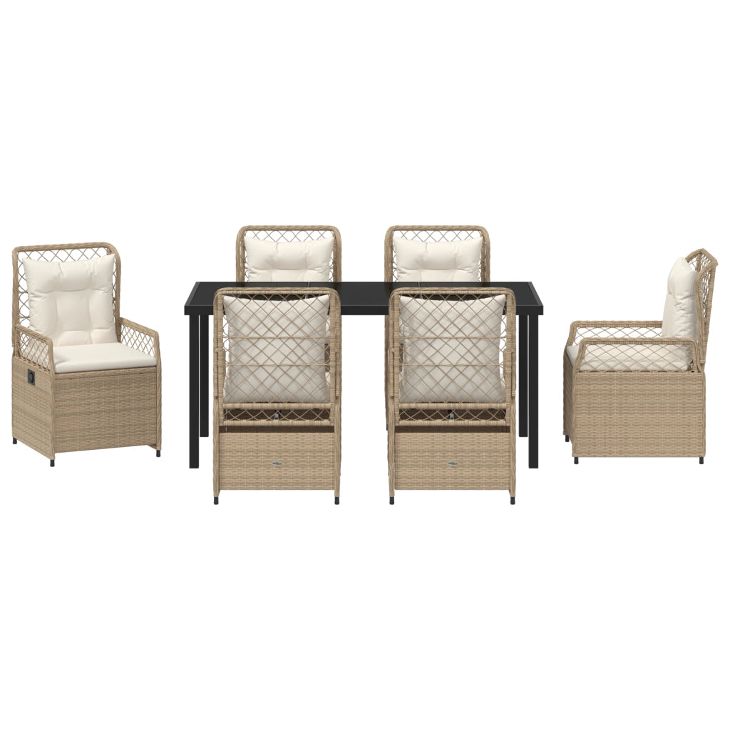 Set da Pranzo da Giardino 7 Pezzi Beige Rattan Sintetico