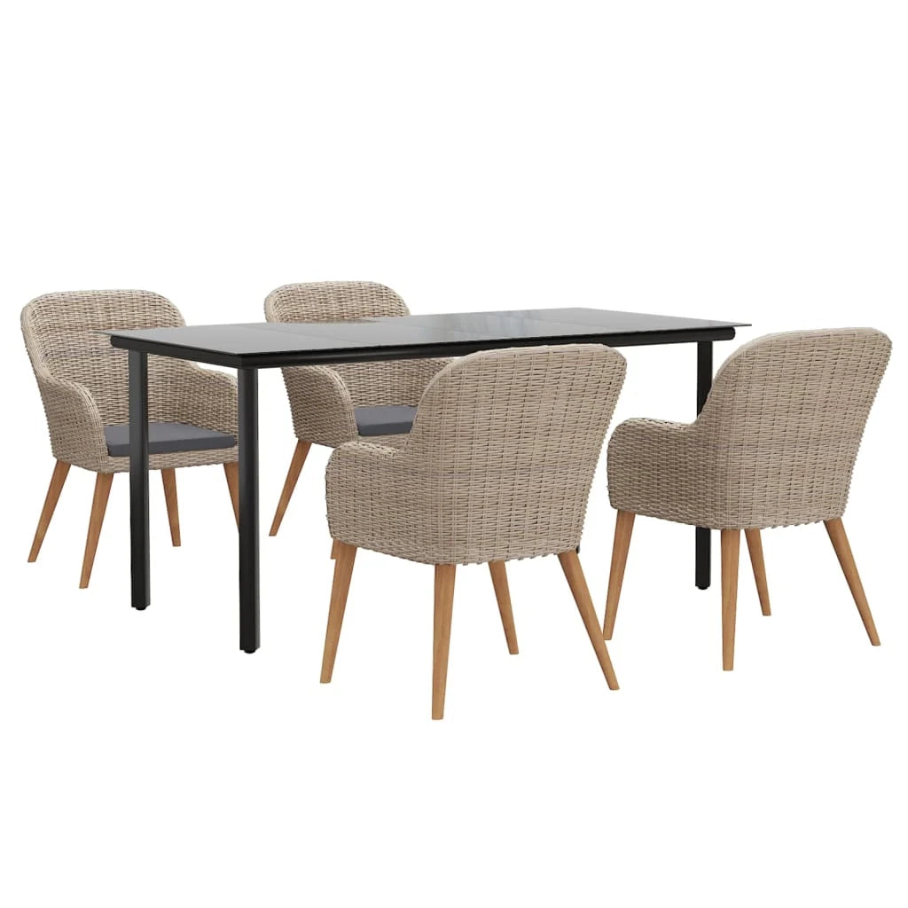 Set da pranzo da giardino marrone da 5 pezzi e cuscini 02_0014628
