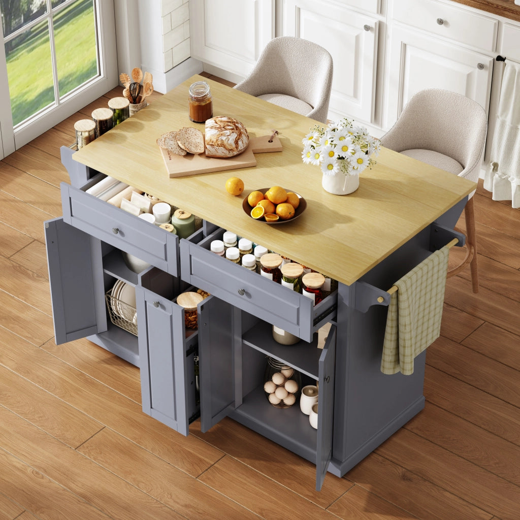 ISOLA DA CUCINA con piano ribaltabile 121x49(69)x89 cm MDF Naturale/Grigio