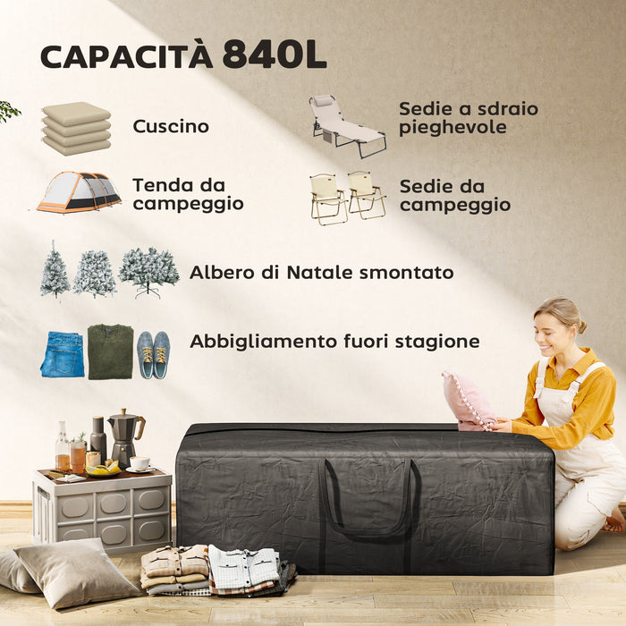 Custodia per Albero di Natale da 840L Impermeabile e UV30+ Tessuto Oxford 600D Nero