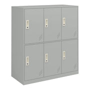 Armadietto in metallo con 6 ante in acciaio laccato 100 x 90 x 40 cm grigio chiaro 03_0009183