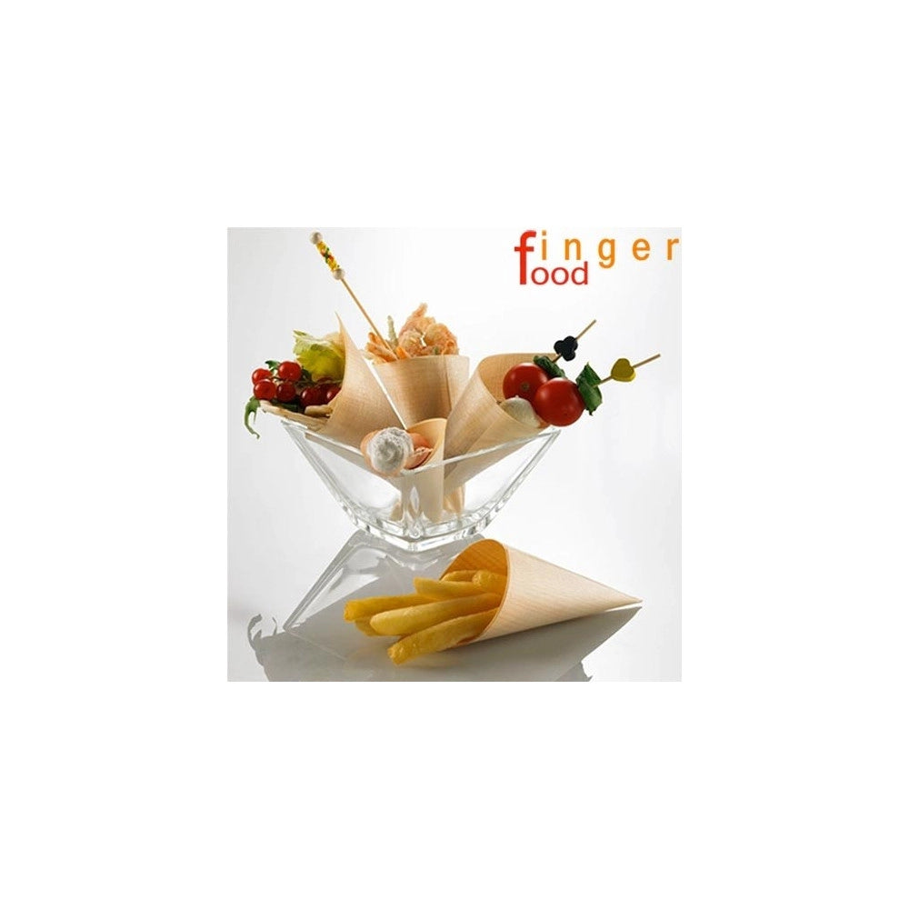 Trade Shop - Set 12 Coni Finger Food In Fibra Di Pioppo Catering Aperitivo 17 X 11,5 Cm -