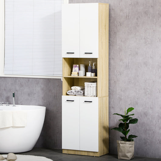 Mobile Bagno 4 ante 2 Ripiani 53x33,5x195,7 cm in Truciolato Bianco