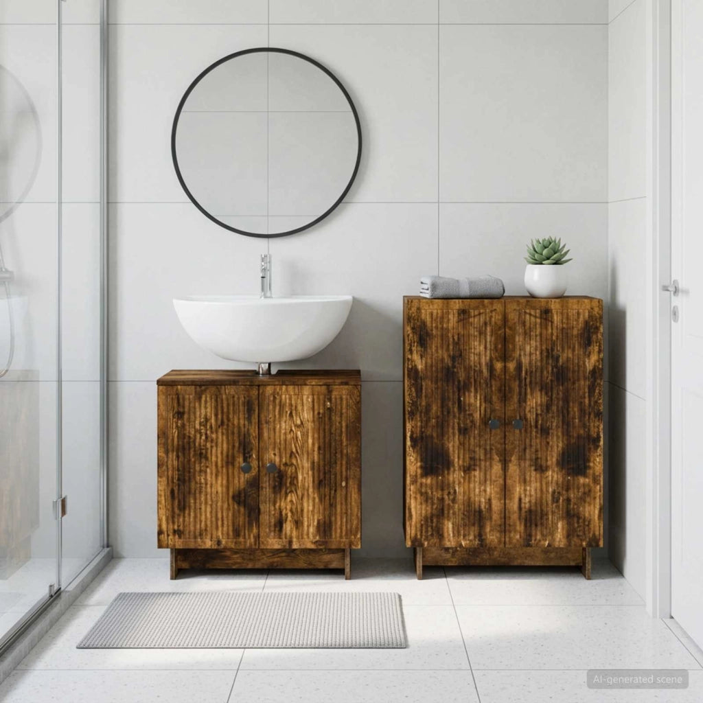 Set di Armadi da Bagno da 2 Pezzi EDE Rovere Fumo 3417581