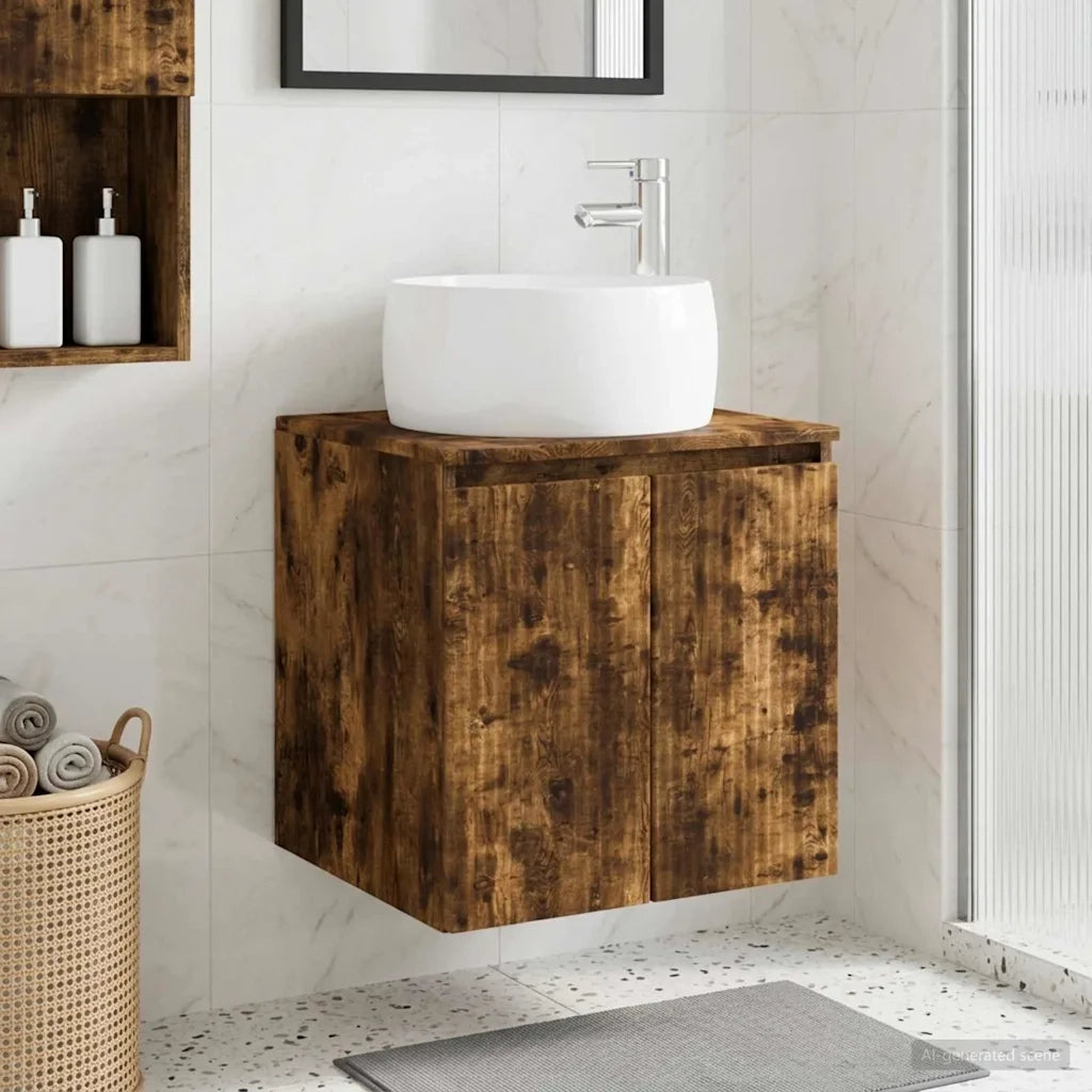 Mobile Lavabo da Parete Rovere Fumo 49,5 x 44,5 x 66 cm