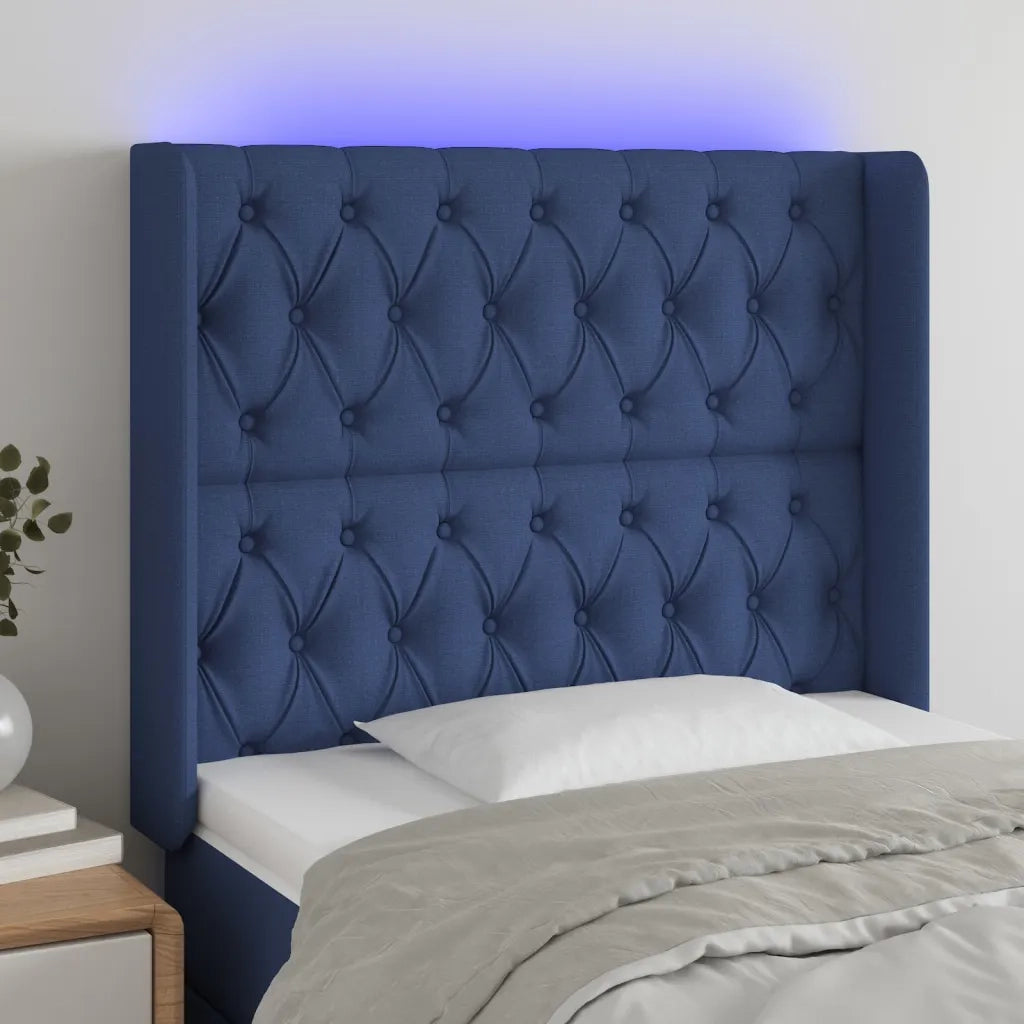 Testiera a LED-Testata con LED Blu 93x16x118/128 cm in Tessuto 920761