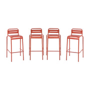 set 4 sedie alte bistrot in acciaio, terracotta