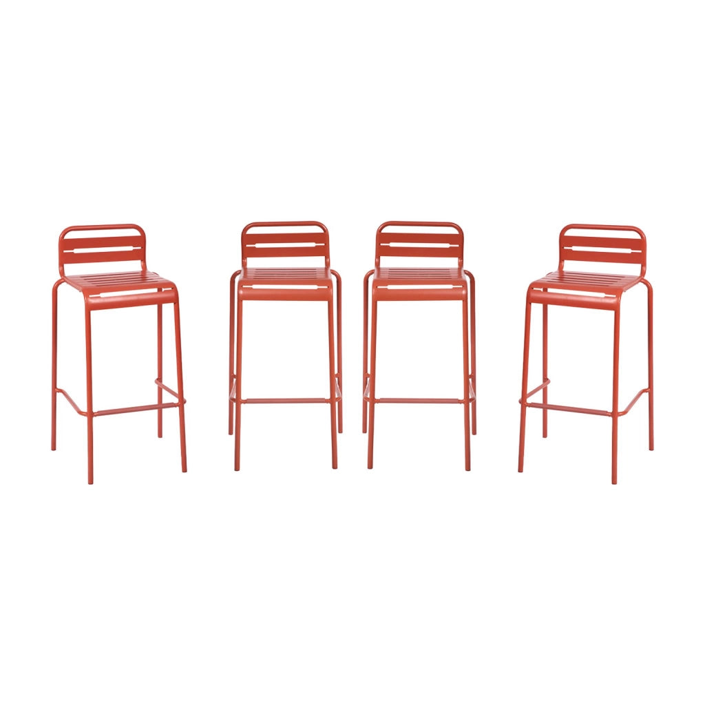set 4 sedie alte bistrot in acciaio, terracotta